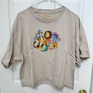 Disney Vintage POOH Halloween Beige Graphic Cut CROP TOP XL